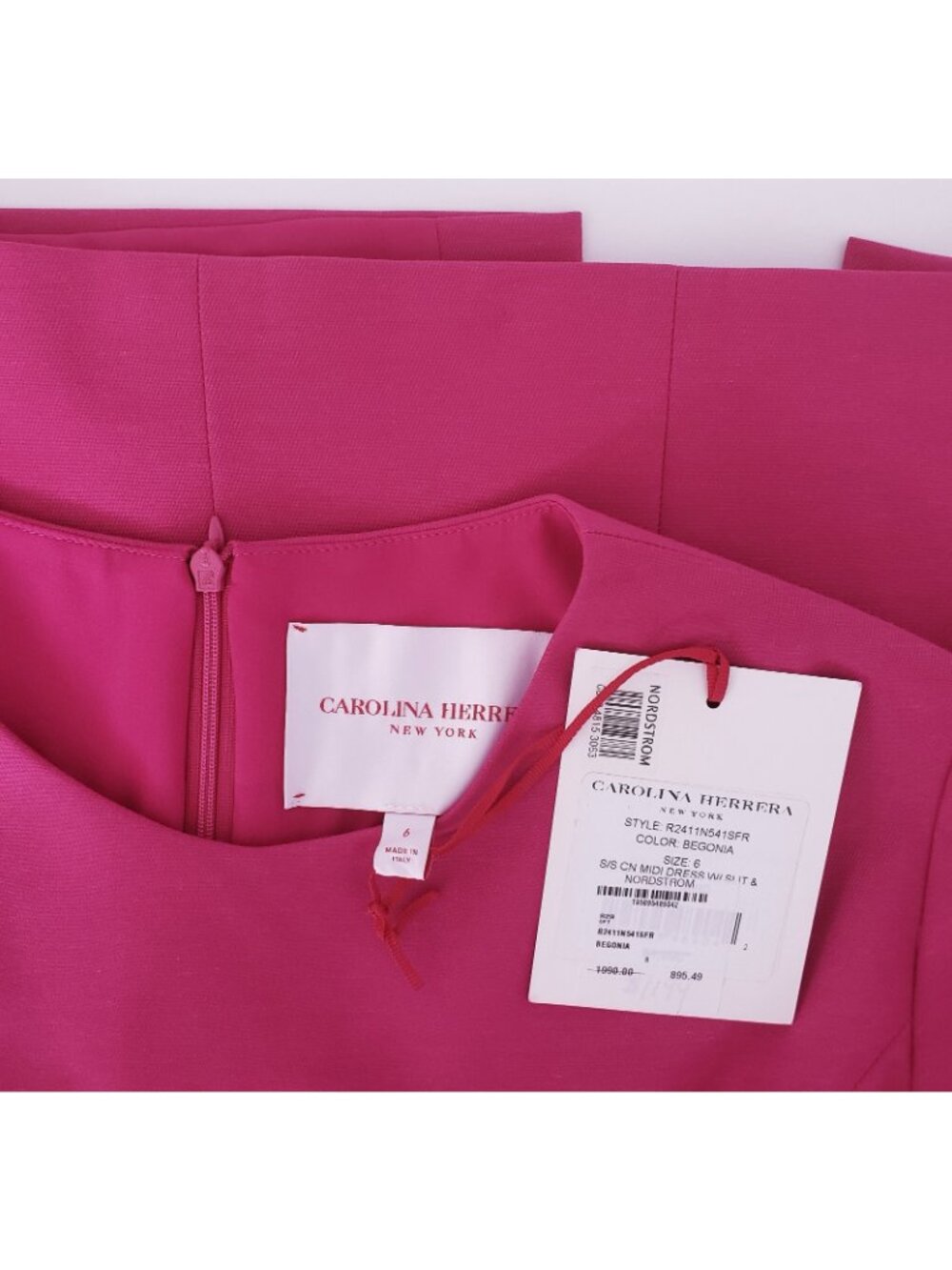 Carolina Herrera Twist Detail Womens Front Slit Midi Sheath Dress Begonia Size 6 - Picture 8 of 9